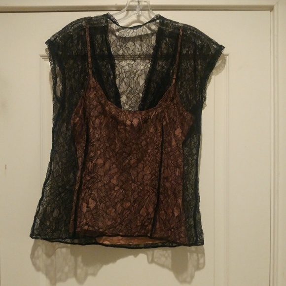 New! Gorgeous BCBGMAXAZRIA Black Lace Top! L - Picture 4 of 7